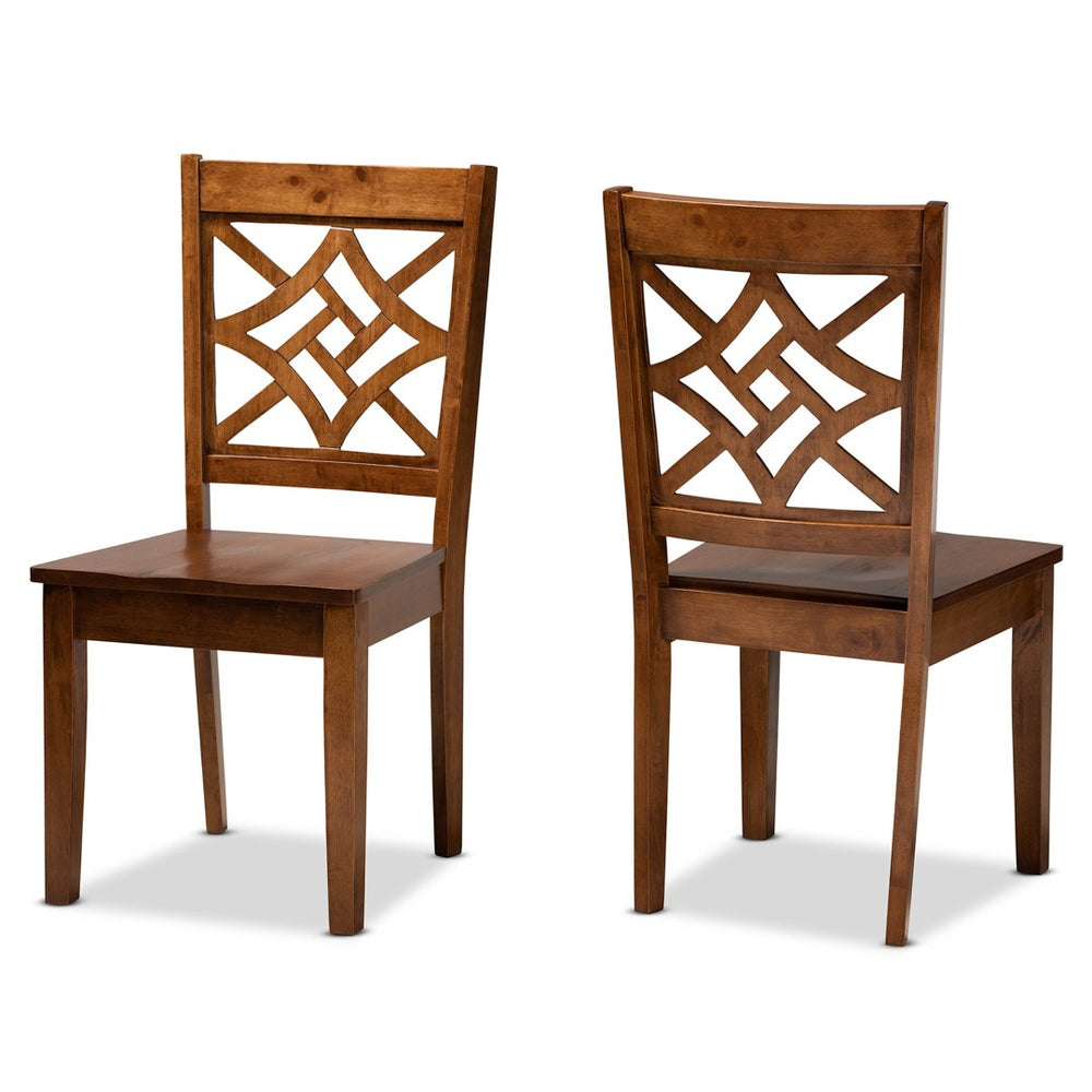 Baxton Studio Baxton Studio Nicolette Modern 2-Piece Dining Chair Set with Geometric Cut-Out Back for Comfort Walnut RH340C-Walnut Wood Scoop Seat-DC-2PK