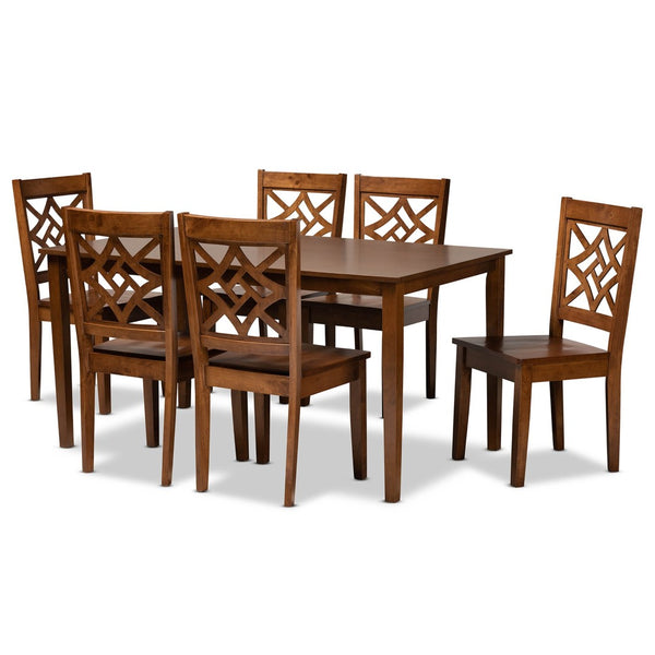 Baxton Studio Baxton Studio Modern 7-Piece Dining Set with Dark Brown Finish for Stylish and Comfortable Meals Nicolette Walnut RH340C-Walnut-7PC Dining Set