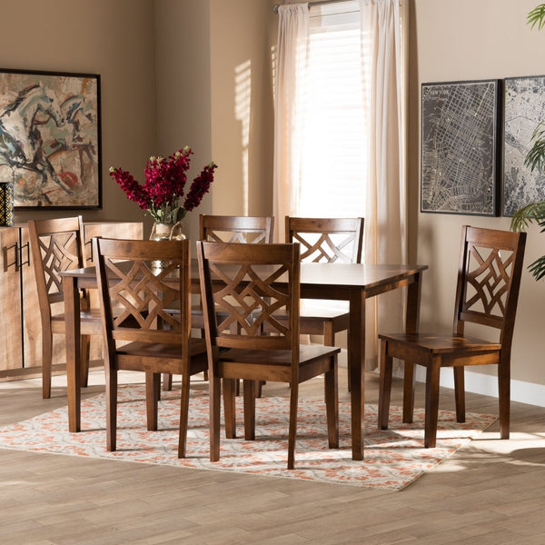 Baxton Studio Baxton Studio Modern 7-Piece Dining Set with Dark Brown Finish for Stylish and Comfortable Meals Nicolette Walnut RH340C-Walnut-7PC Dining Set