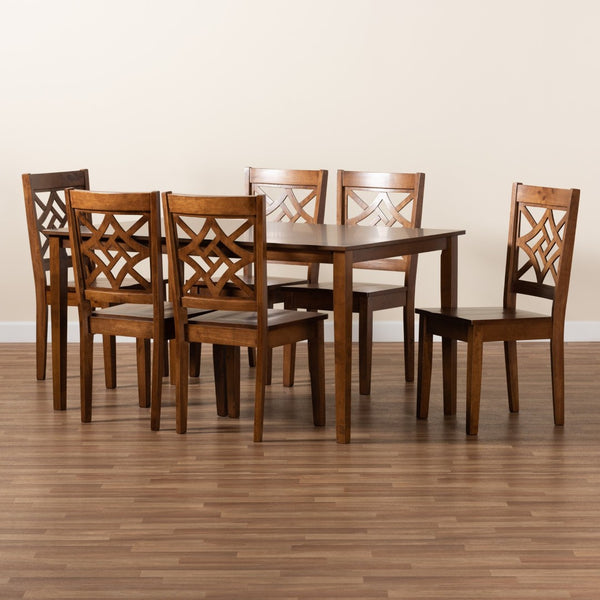 Baxton Studio Baxton Studio Modern 7-Piece Dining Set with Dark Brown Finish for Stylish and Comfortable Meals Nicolette Walnut RH340C-Walnut-7PC Dining Set