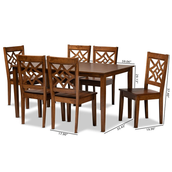 Baxton Studio Baxton Studio Modern 7-Piece Dining Set with Dark Brown Finish for Stylish and Comfortable Meals Nicolette Walnut RH340C-Walnut-7PC Dining Set