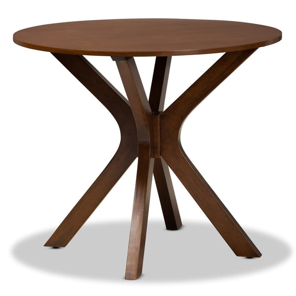 Baxton Studio Baxton Studio Modern 5-Piece Dining Set with Circular Table and Geometric Cut-Out Chairs for Comfort Miela Walnut 5-Piece Miela-Walnut-5PC Dining Set