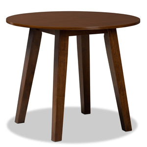 Baxton Studio Baxton Studio Rava 5-Piece Walnut Brown Dining Set - Modern Circular Table & Scoop Chairs for Comfort Rava-Walnut-5PC Dining Set