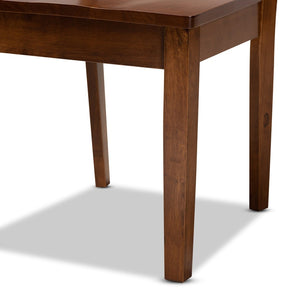 Baxton Studio Baxton Studio Rava 5-Piece Walnut Brown Dining Set - Modern Circular Table & Scoop Chairs for Comfort Rava-Walnut-5PC Dining Set