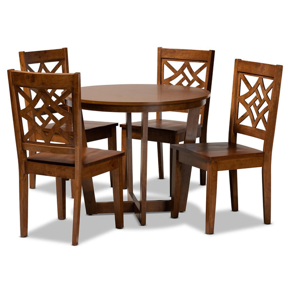 Baxton Studio Baxton Brava 5-Piece Modern Walnut Brown Dining Set with Sculpted Chairs for Stylish Comfort Brava-Walnut-5PC Dining Set