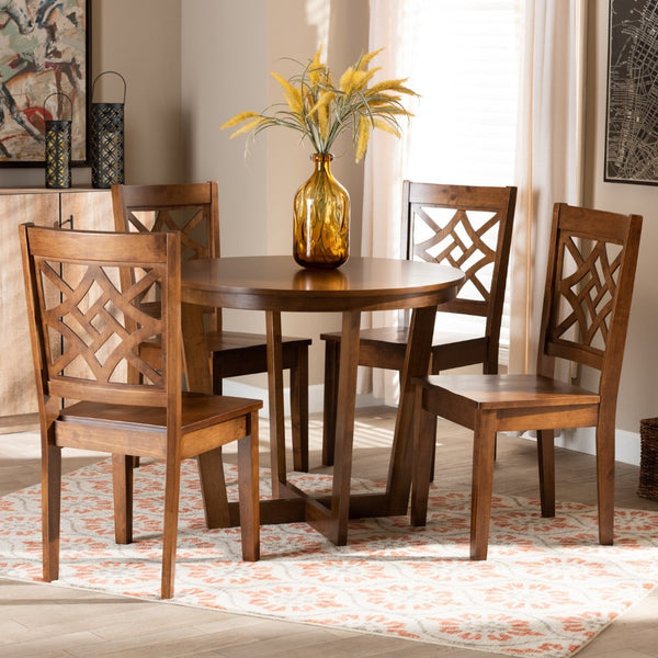 Baxton Studio Baxton Brava 5-Piece Modern Walnut Brown Dining Set with Sculpted Chairs for Stylish Comfort Brava-Walnut-5PC Dining Set