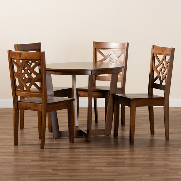 Baxton Studio Baxton Brava 5-Piece Modern Walnut Brown Dining Set with Sculpted Chairs for Stylish Comfort Brava-Walnut-5PC Dining Set