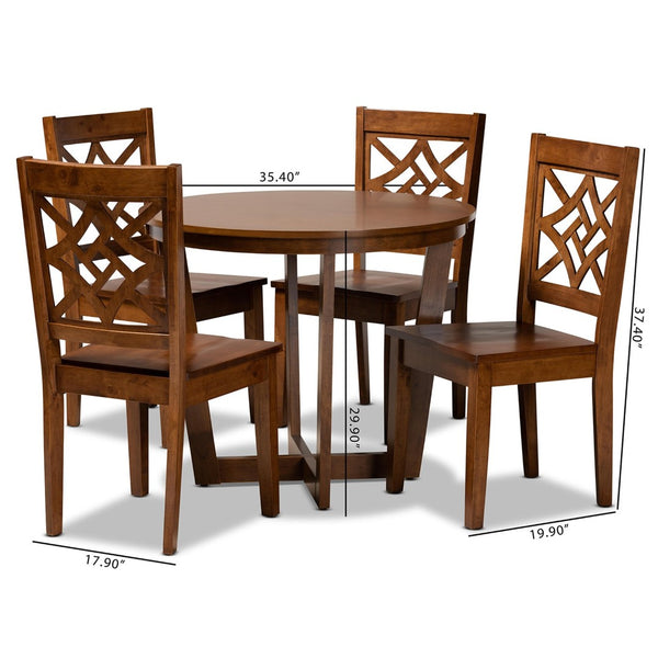 Baxton Studio Baxton Brava 5-Piece Modern Walnut Brown Dining Set with Sculpted Chairs for Stylish Comfort Brava-Walnut-5PC Dining Set