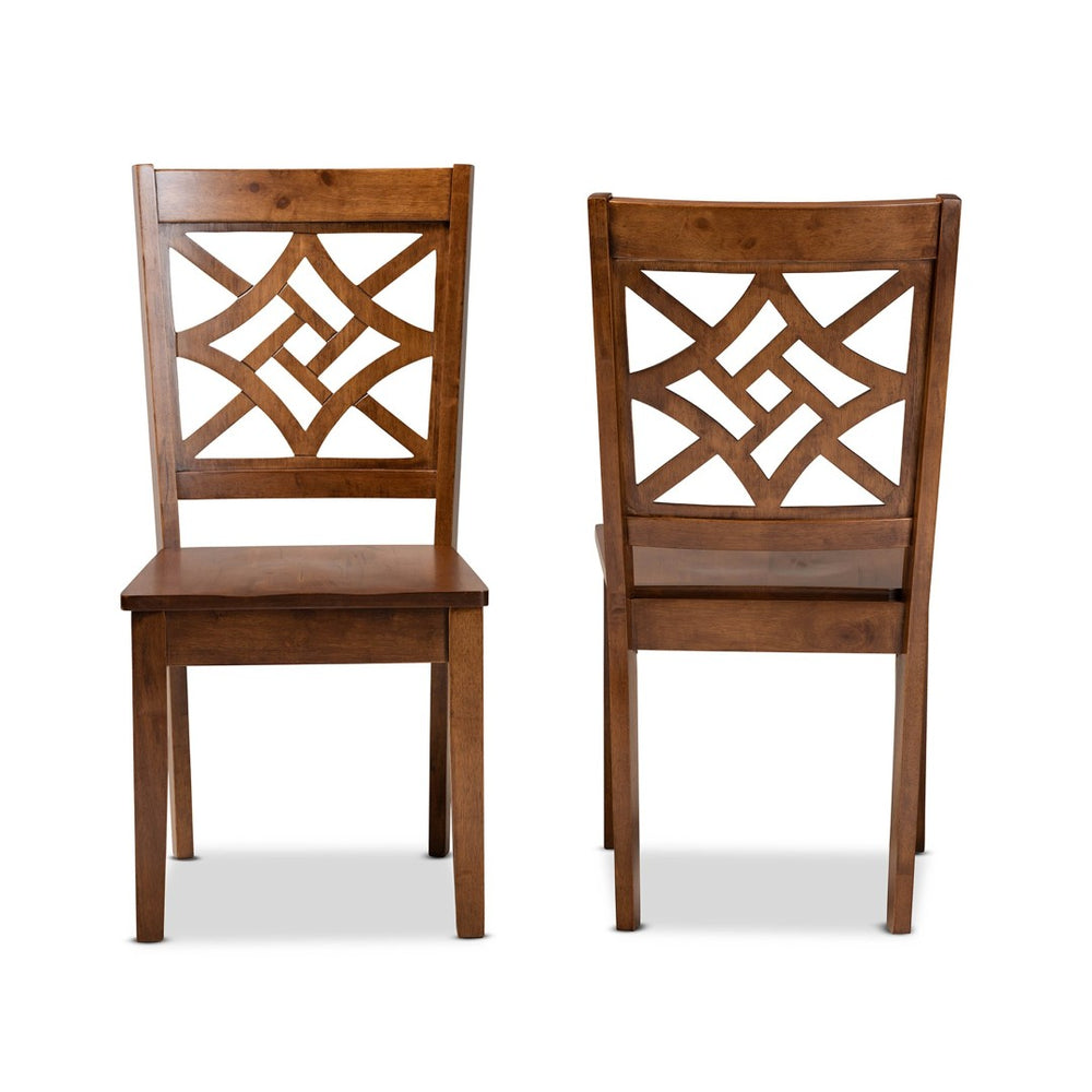 Baxton Studio Baxton Studio Nicolette Modern 2-Piece Dining Chair Set with Geometric Cut-Out Back for Comfort Walnut RH340C-Walnut Wood Scoop Seat-DC-2PK