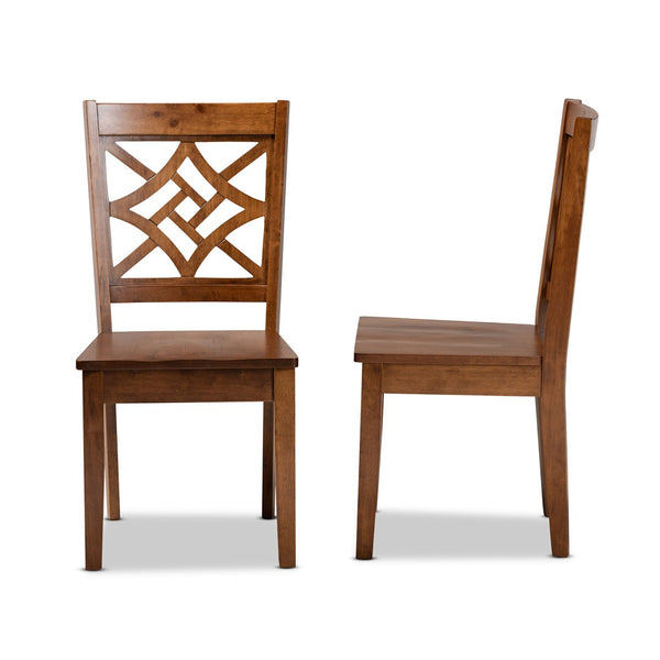 Baxton Studio Baxton Studio Nicolette Modern 2-Piece Dining Chair Set with Geometric Cut-Out Back for Comfort Walnut RH340C-Walnut Wood Scoop Seat-DC-2PK