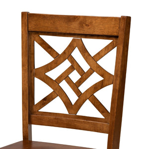 Baxton Studio Baxton Studio Nicolette Modern 2-Piece Dining Chair Set with Geometric Cut-Out Back for Comfort Walnut RH340C-Walnut Wood Scoop Seat-DC-2PK