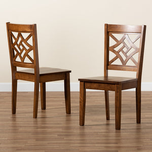 Baxton Studio Baxton Studio Nicolette Modern 2-Piece Dining Chair Set with Geometric Cut-Out Back for Comfort Walnut RH340C-Walnut Wood Scoop Seat-DC-2PK