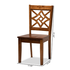 Baxton Studio Baxton Studio Nicolette Modern 2-Piece Dining Chair Set with Geometric Cut-Out Back for Comfort Walnut RH340C-Walnut Wood Scoop Seat-DC-2PK