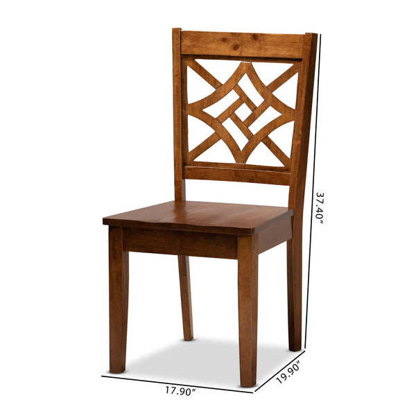 Baxton Studio Baxton Studio Nicolette Modern 2-Piece Dining Chair Set with Geometric Cut-Out Back for Comfort Walnut RH340C-Walnut Wood Scoop Seat-DC-2PK
