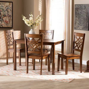 Baxton Studio Baxton Studio Nicolette Modern Walnut Brown 5-Piece Dining Set with Stylish Scoop Seats & Table RH340C-Walnut-5PC Dining Set