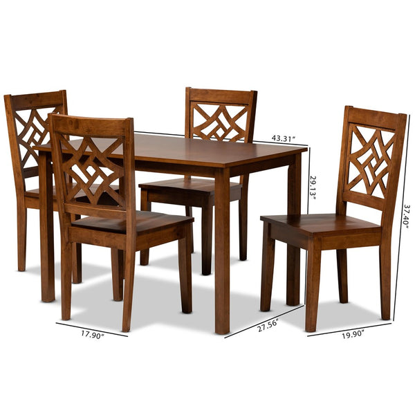 Baxton Studio Baxton Studio Nicolette Modern Walnut Brown 5-Piece Dining Set with Stylish Scoop Seats & Table RH340C-Walnut-5PC Dining Set