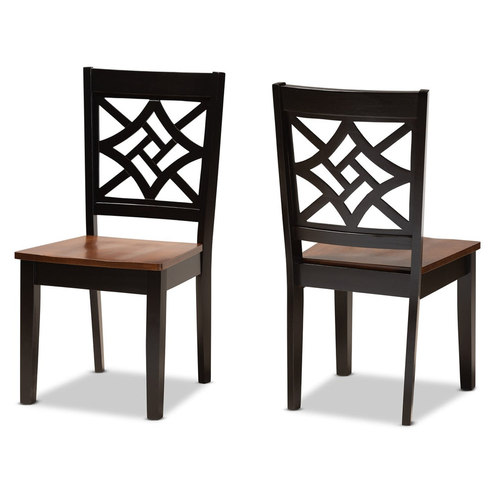 Baxton Studio Baxton Studio Nicolette Modern Two-Tone Dining Chair Set - Stylish Comfort & Unique Design for Home RH340C-Dark Brown/Walnut Wood Scoop Seat-DC-2PK