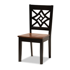 Baxton Studio Baxton Studio Nicolette 7-Piece Modern Dining Set in Two-Tone Brown with Sculpted Chairs & Table RH340C-Dark Brown/Walnut-7PC Dining Set