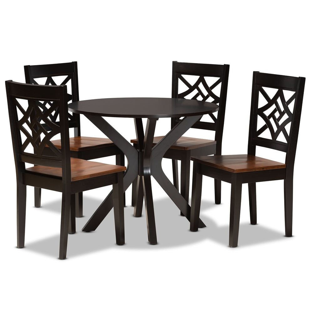 Baxton Studio Baxton Studio Miela Modern 5-Piece Dining Set with Two-Tone Finish for Stylish Gatherings at Home Miela-Dark Brown/Walnut-5PC Dining Set