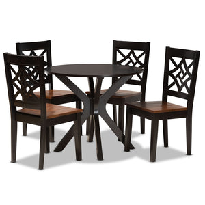Baxton Studio Baxton Studio Miela Modern 5-Piece Dining Set with Two-Tone Finish for Stylish Gatherings at Home Miela-Dark Brown/Walnut-5PC Dining Set