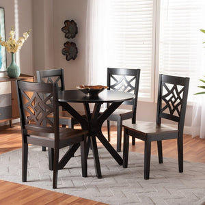 Baxton Studio Baxton Studio Miela Modern 5-Piece Dining Set with Two-Tone Finish for Stylish Gatherings at Home Miela-Dark Brown/Walnut-5PC Dining Set