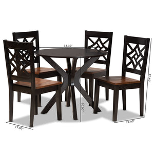 Baxton Studio Baxton Studio Miela Modern 5-Piece Dining Set with Two-Tone Finish for Stylish Gatherings at Home Miela-Dark Brown/Walnut-5PC Dining Set