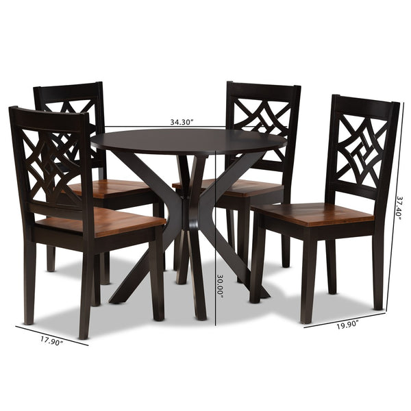 Baxton Studio Baxton Studio Miela Modern 5-Piece Dining Set with Two-Tone Finish for Stylish Gatherings at Home Miela-Dark Brown/Walnut-5PC Dining Set