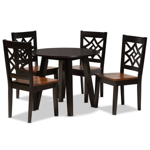 Baxton Studio Baxton Studio Rava 5-Piece Two-Tone Dining Set with Modern Design for Stylish Comfort & Functionality Rava-Dark Brown/Walnut-5PC Dining Set