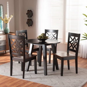 Baxton Studio Baxton Studio Rava 5-Piece Two-Tone Dining Set with Modern Design for Stylish Comfort & Functionality Rava-Dark Brown/Walnut-5PC Dining Set