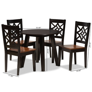 Baxton Studio Baxton Studio Rava 5-Piece Two-Tone Dining Set with Modern Design for Stylish Comfort & Functionality Rava-Dark Brown/Walnut-5PC Dining Set