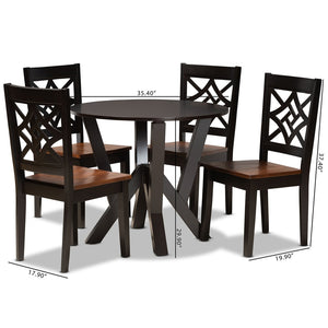 Baxton Studio Baxton Studio Kaila Elegant 5-Piece Two-Tone Dining Set with Sculptural Chairs for Modern Spaces Kaila-Dark Brown/Walnut-5PC Dining Set