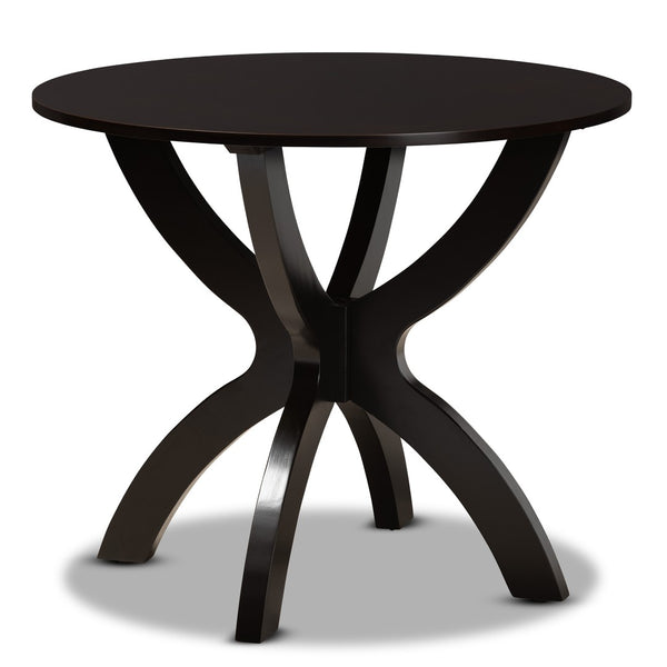 Baxton Studio Baxton Studio 5-Piece Modern Two-Tone Wood Dining Set – Stylish Round Table & Geometric Chairs Anila-Dark Brown/Walnut-5PC Dining Set