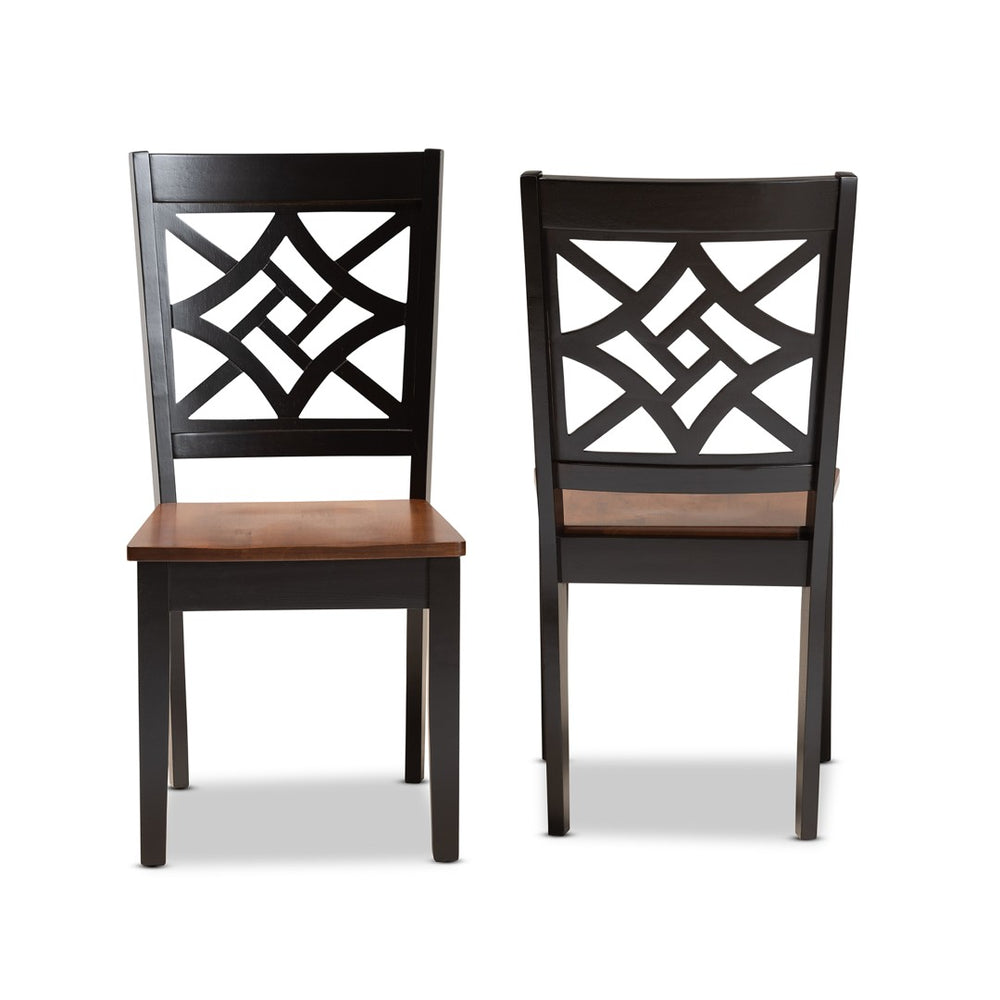 Baxton Studio Baxton Studio Nicolette Modern Two-Tone Dining Chair Set - Stylish Comfort & Unique Design for Home RH340C-Dark Brown/Walnut Wood Scoop Seat-DC-2PK