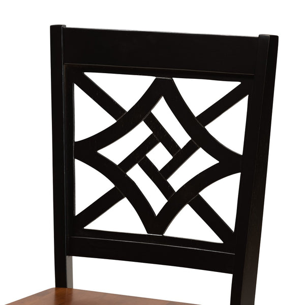 Baxton Studio Baxton Studio Nicolette Modern Two-Tone Dining Chair Set - Stylish Comfort & Unique Design for Home RH340C-Dark Brown/Walnut Wood Scoop Seat-DC-2PK