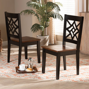 Baxton Studio Baxton Studio Nicolette Modern Two-Tone Dining Chair Set - Stylish Comfort & Unique Design for Home RH340C-Dark Brown/Walnut Wood Scoop Seat-DC-2PK