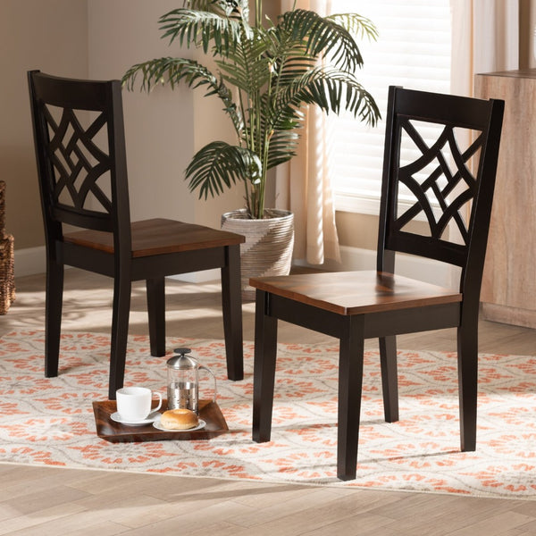 Baxton Studio Baxton Studio Nicolette Modern Two-Tone Dining Chair Set - Stylish Comfort & Unique Design for Home RH340C-Dark Brown/Walnut Wood Scoop Seat-DC-2PK