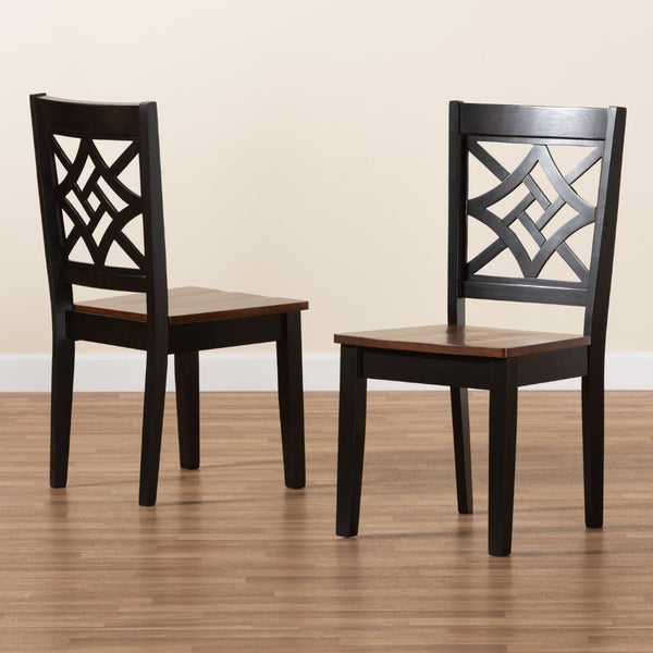 Baxton Studio Baxton Studio Nicolette Modern Two-Tone Dining Chair Set - Stylish Comfort & Unique Design for Home RH340C-Dark Brown/Walnut Wood Scoop Seat-DC-2PK