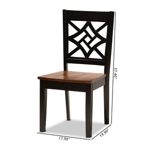 Baxton Studio Baxton Studio Nicolette Modern Two-Tone Dining Chair Set - Stylish Comfort & Unique Design for Home RH340C-Dark Brown/Walnut Wood Scoop Seat-DC-2PK