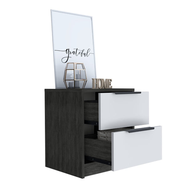 English Elm Washington Two Drawer Nightstand with Open Shelf Modern Two Tone Bedroom Storage B128P148988