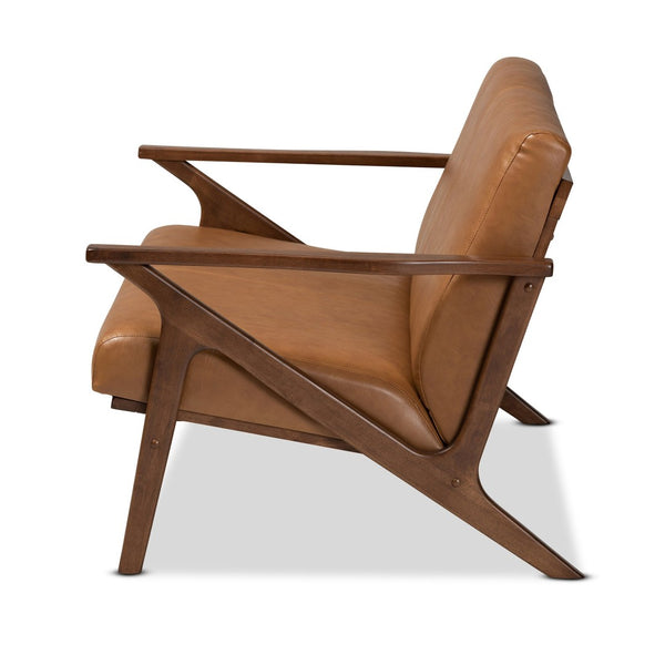 Baxton Studio Baxton Studio Bianca Mid-Century Loveseat in Walnut Brown & Tan Faux Leather - Stylish Comfort! Bianca-Tan/Walnut Brown-LS
