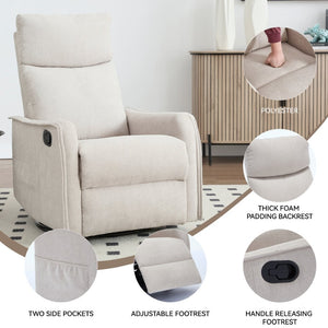 English Elm Heat Massage Rocker Recliner with Swivel Base and Vibrating Nodes for Living Room Beige W1803P251884