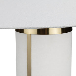 Crestview Collection 29.75"H Modern Metal Table Lamp With Elegant White Linen Shade & Luxurious Gold Accents, 150w   Cvazer182
