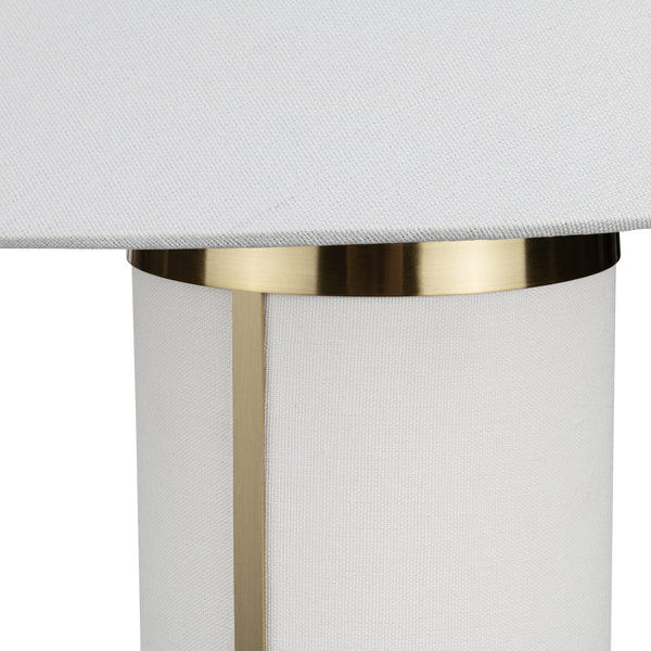 Crestview Collection 29.75"H Modern Metal Table Lamp With Elegant White Linen Shade & Luxurious Gold Accents, 150w   Cvazer182