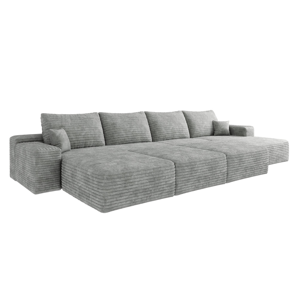 English Elm 135"Large Modular Cloud Sofa - 6-Seater Plush Corduroy Sofa Bed, No Assembly, Cozy & Versatile! W2824S00051