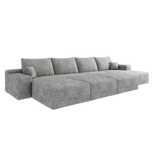 English Elm 135"Large Modular Cloud Sofa - 6-Seater Plush Corduroy Sofa Bed, No Assembly, Cozy & Versatile! W2824S00051