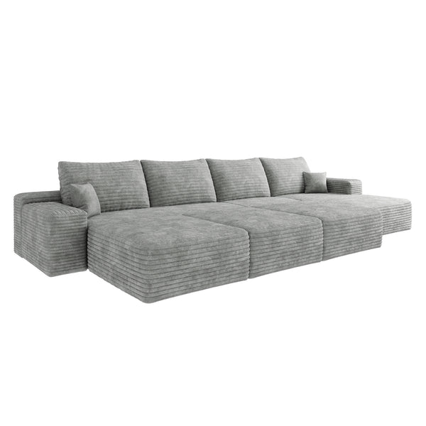 English Elm 135"Large Modular Cloud Sofa - 6-Seater Plush Corduroy Sofa Bed, No Assembly, Cozy & Versatile! W2824S00051