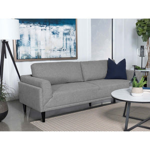 English Elm Andrena Grey Track Arms Sofa with Pocket Coil Seating, Reversible Cushions & Tall Black Legs B062P358306