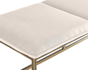 Sunpan ALLEY Bench - Elegant Burnished Brass Frame with Durable Piccolo Prosecco Fabric for Any Space 105517