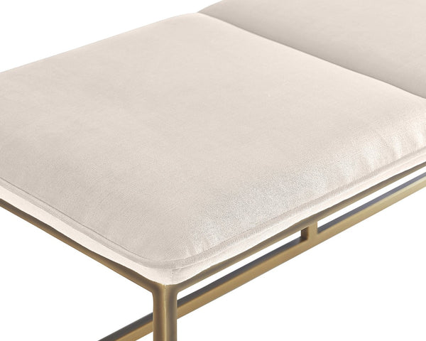 Sunpan ALLEY Bench - Elegant Burnished Brass Frame with Durable Piccolo Prosecco Fabric for Any Space 105517