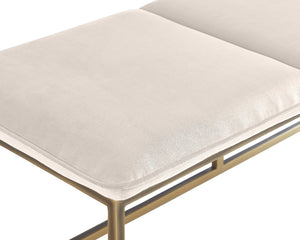 Sunpan Alley Bench: Luxurious Mid-Century Design with Durable Performance Fabric and Stylish Steel Frame Burnished Brass / Piccolo Prosecco